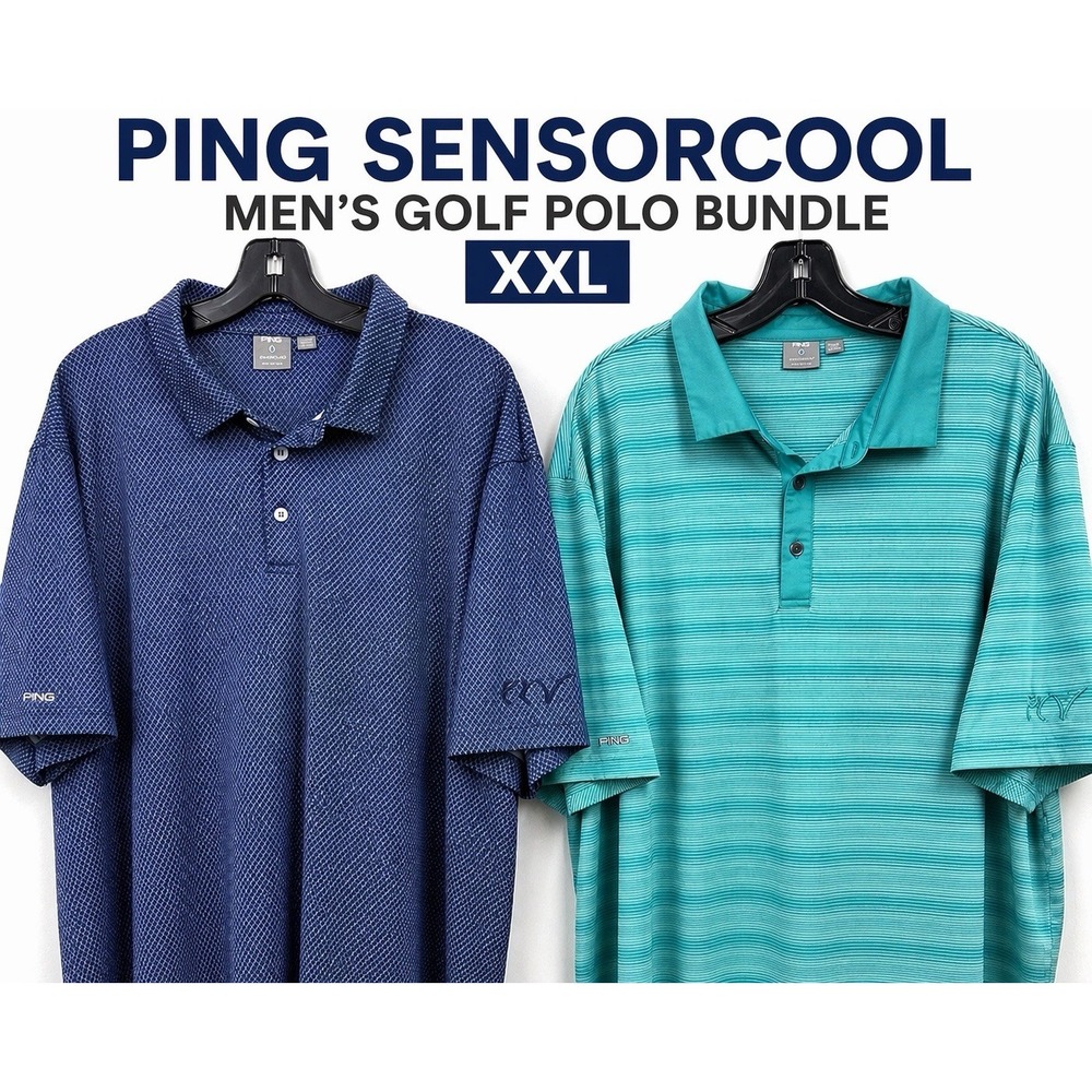Ping Sensorcool Golf Polo Men XXL Blue Teal Bundle 2PK Excellent Performance